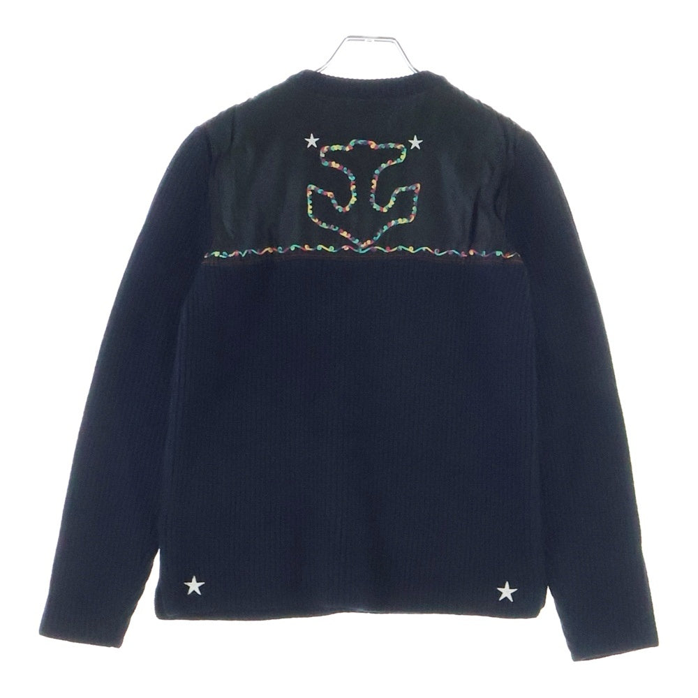 VALENTINO(ヴァレンティノ) Rib Knit Sweater リブニットセーター ハート刺繍 ネイビー VKC21J4H3 レディース