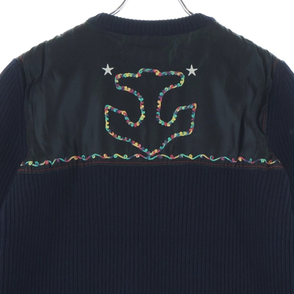VALENTINO(ヴァレンティノ) Rib Knit Sweater リブニットセーター ハート刺繍 ネイビー VKC21J4H3 レディース