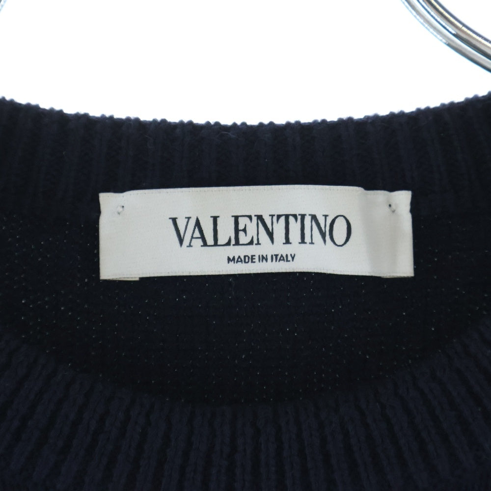 VALENTINO(ヴァレンティノ) Rib Knit Sweater リブニットセーター ハート刺繍 ネイビー VKC21J4H3 レディース