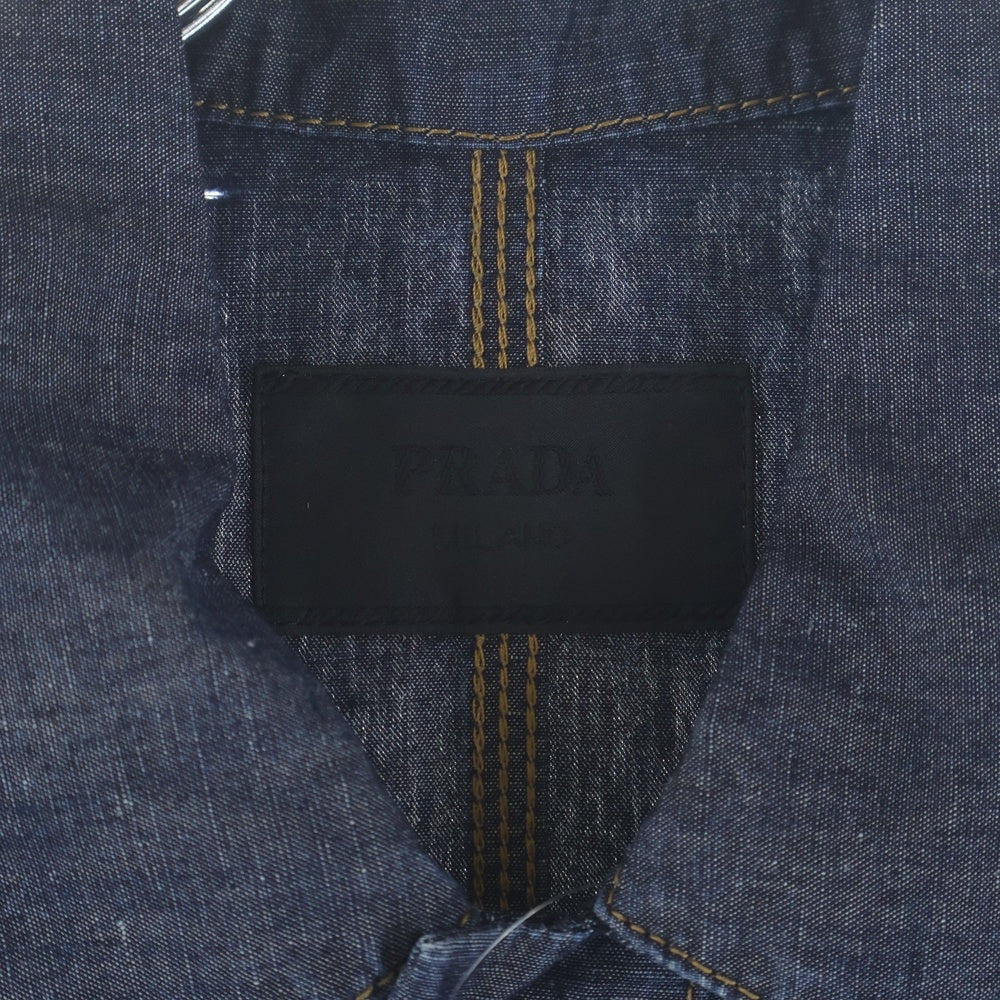 PRADA(プラダ) Triangle Chambray Blouson トライアングルシャンブレーブルゾン 長袖シャツ インディゴ GEB254