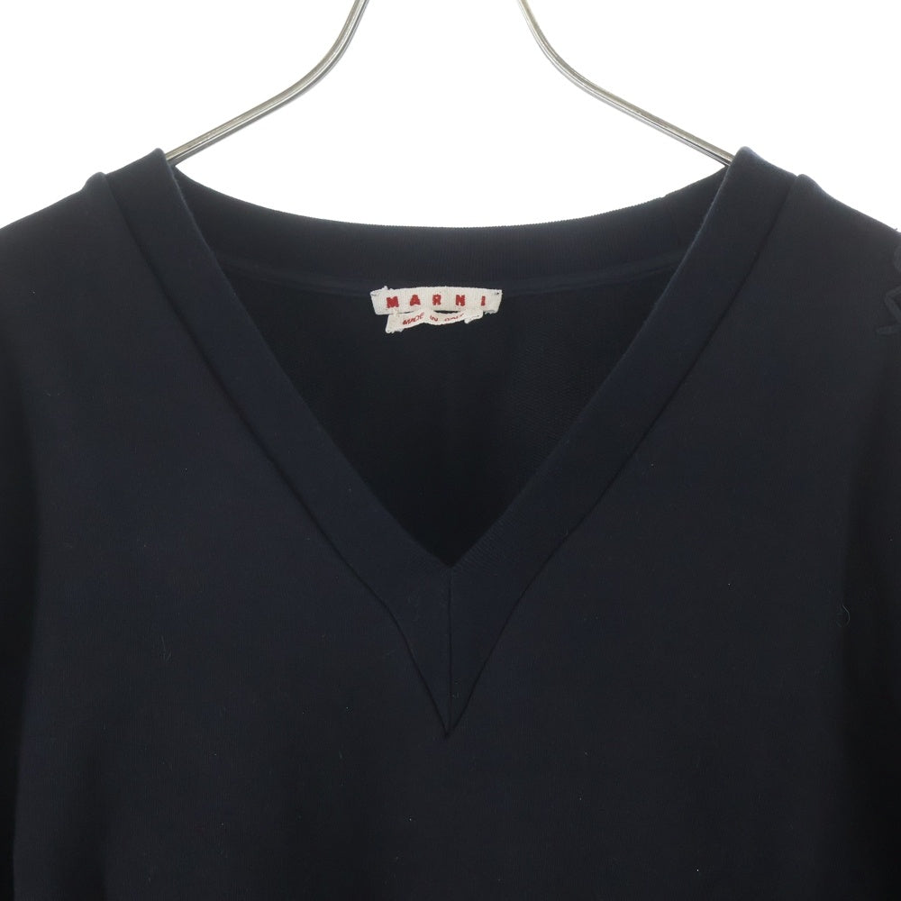 MARNI(マルニ) 24AW V-neck Long Sleeve Tee Vネック トレーナー スウェット ブラック ABJE1350S0