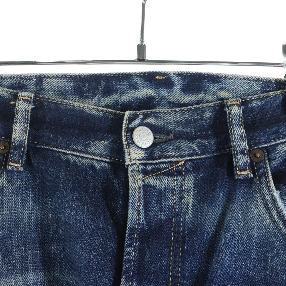 Acne Studios(アクネ ストゥディオズ) 2021M Rocka ダメージ加工 ワイド デニムパンツ インディゴ B00424