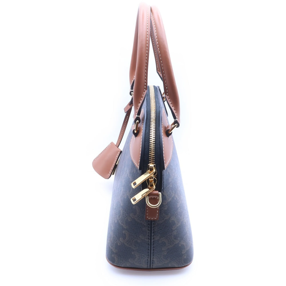 CELINE(セリーヌ) トリオンフ スモールボーリング 2wayハンドバッグ ショルダーバッグ ブラウン PVC×レザー ゴールド金具 レディース