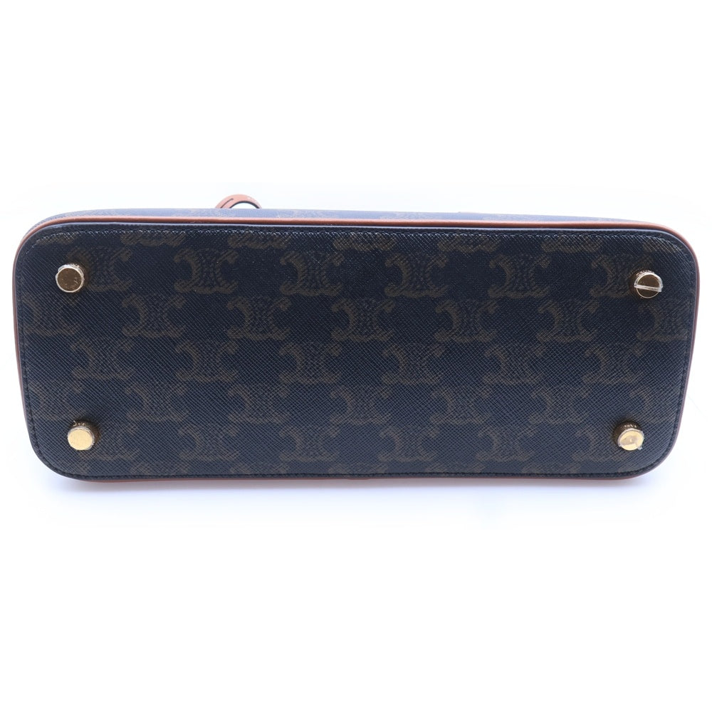 CELINE(セリーヌ) トリオンフ スモールボーリング 2wayハンドバッグ ショルダーバッグ ブラウン PVC×レザー ゴールド金具 レディース