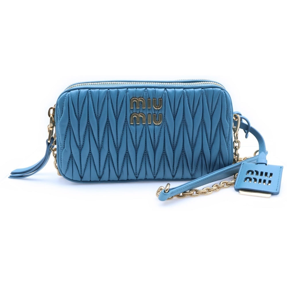miumiu(ミュウミュウ) マテラッセ ミニ レザーショルダーバッグ ブルー 5BP045 レディース