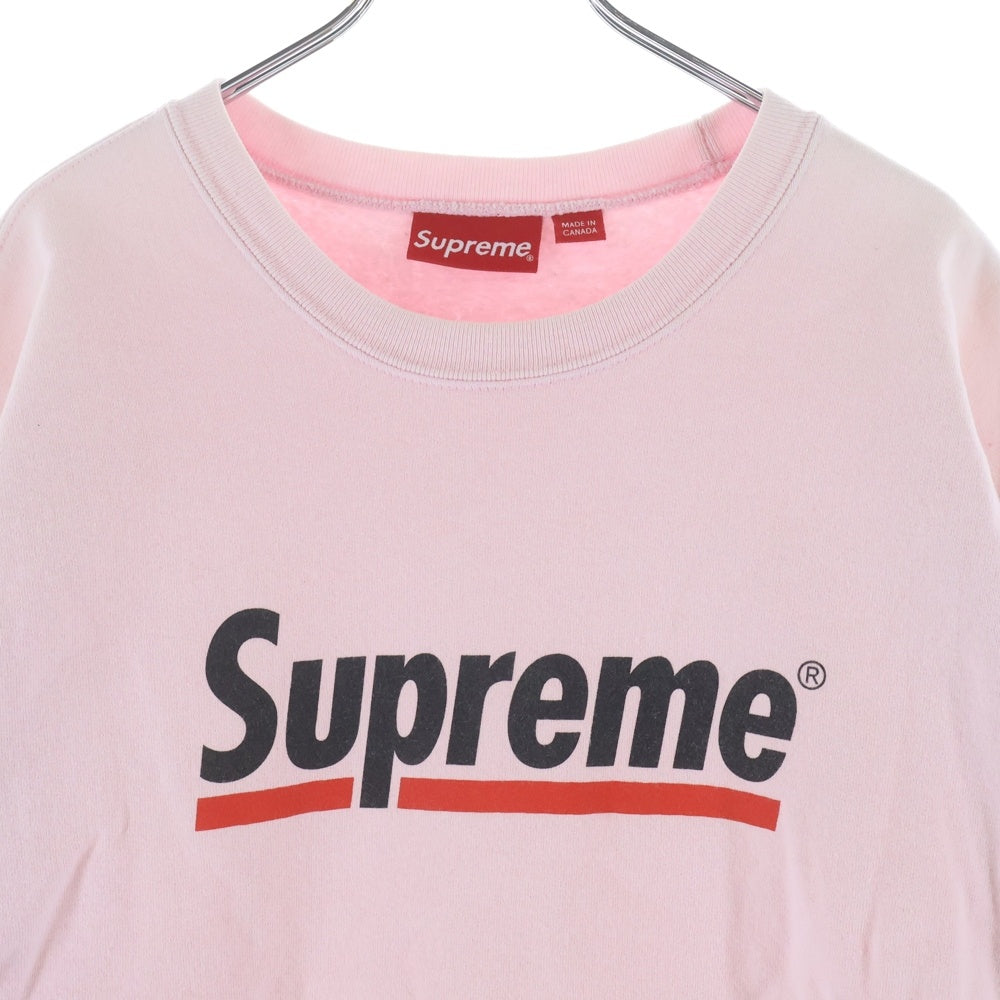 SUPREME(シュプリーム) 20SS Underline Crewneck アンダーライン フロントロゴ クルーネックスウェットトレーナー ピンク