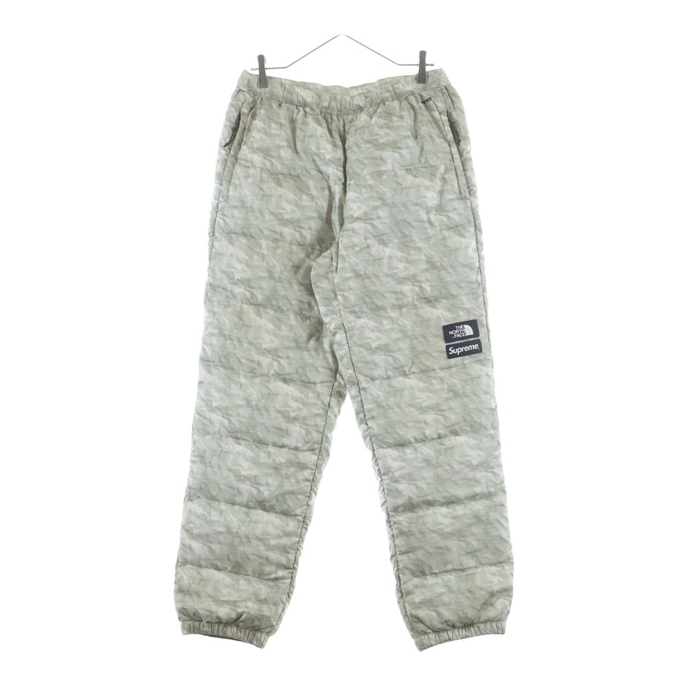 SUPREME(シュプリーム) ×THE NORTH FACE Paper Print Nuptse Pant ×ザノースフェイス ペーパープリント総柄 ナイロンパンツ グレー ND918051