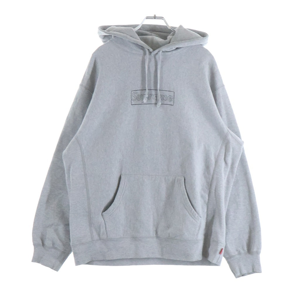 SUPREME(シュプリーム) 21SS ×KAWS Box Logo Pullover カウズ チョークボックスロゴ プルオーバースウェットパーカー フーディ グレー