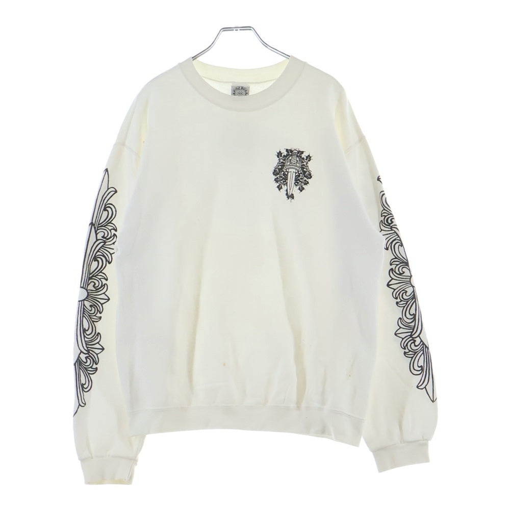 CHROME HEARTS(クロムハーツ) OLD SWTSHRT 袖フローラルクルーネック スウェット ホワイト