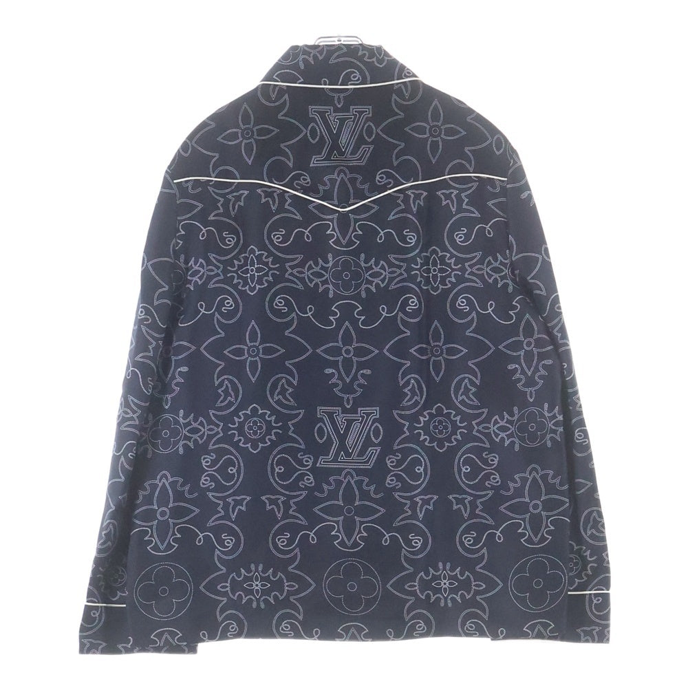 LOUIS VUITTON(ルイヴィトン) 24AW モノグラムプリントデザイン 胸ポケット シルク 長袖シャツ ブラック RM242M MRR HRS80W