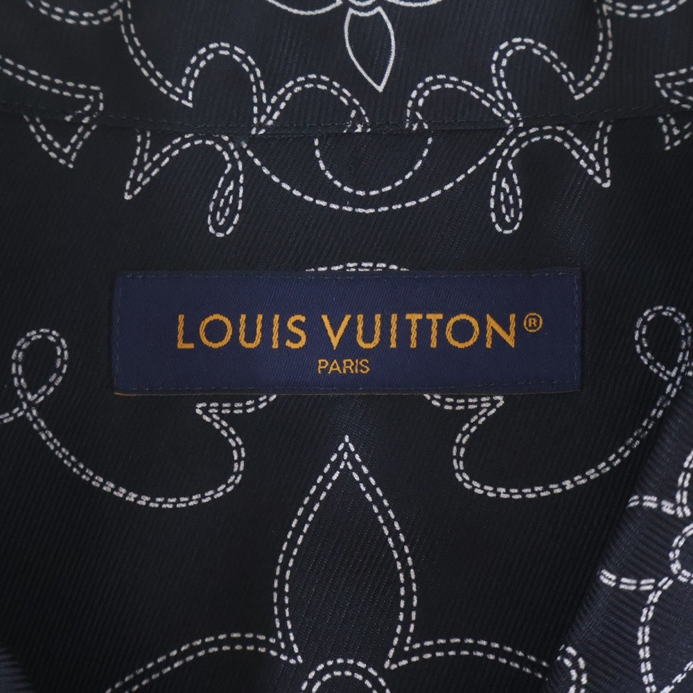 LOUIS VUITTON(ルイヴィトン) 24AW モノグラムプリントデザイン 胸ポケット シルク 長袖シャツ ブラック RM242M MRR HRS80W