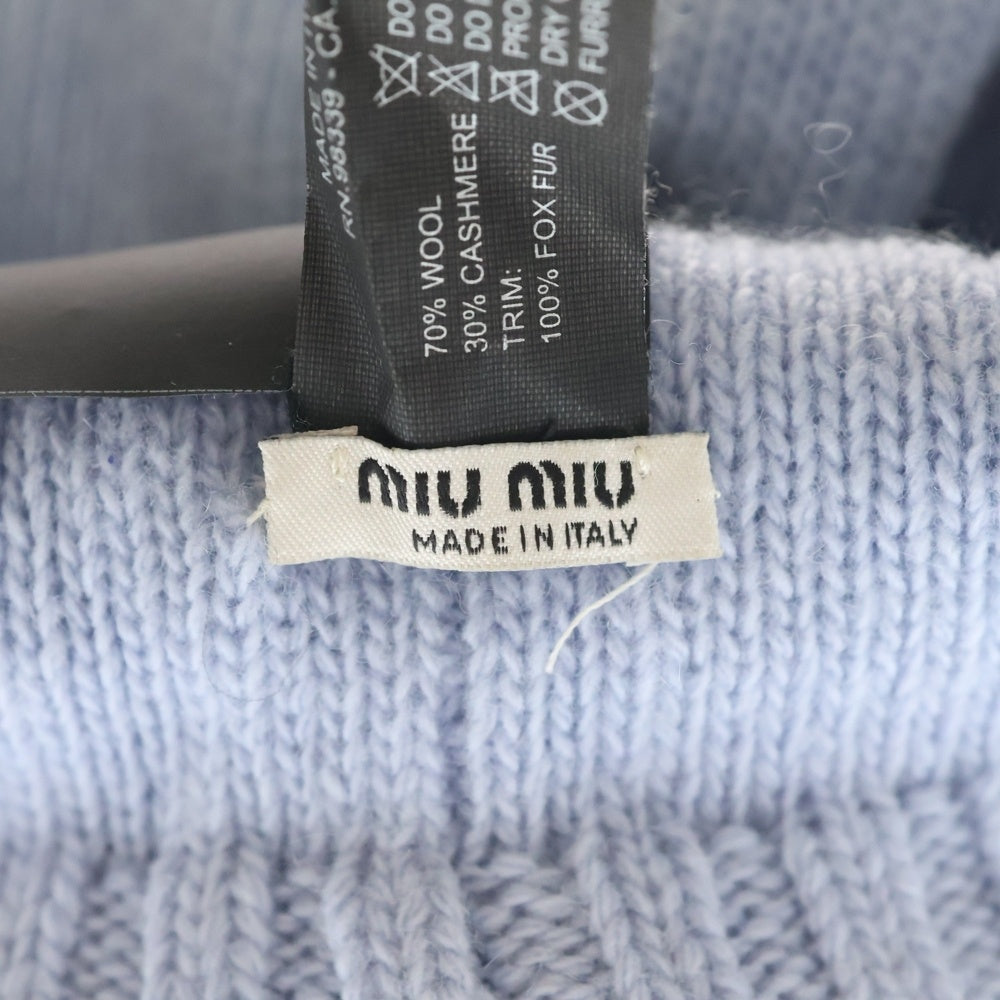 miumiu(ミュウミュウ) Wool Knit Beanie ウールニットビーニー 帽子 パープル 09893 レディース