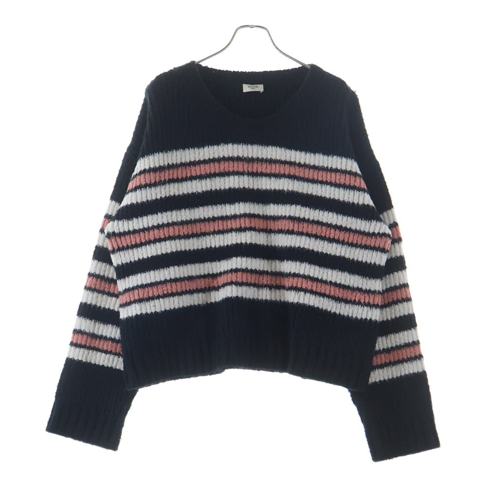 CELINE(セリーヌ) Crew Neck Border Knit Sweater クルーネックボーダーニット セーター ネイビー 2AF18047U レディース