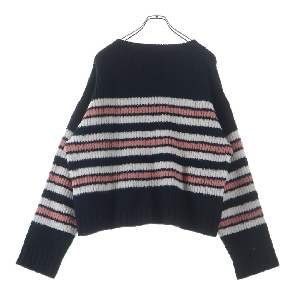 CELINE(セリーヌ) Crew Neck Border Knit Sweater クルーネックボーダーニット セーター ネイビー 2AF18047U レディース