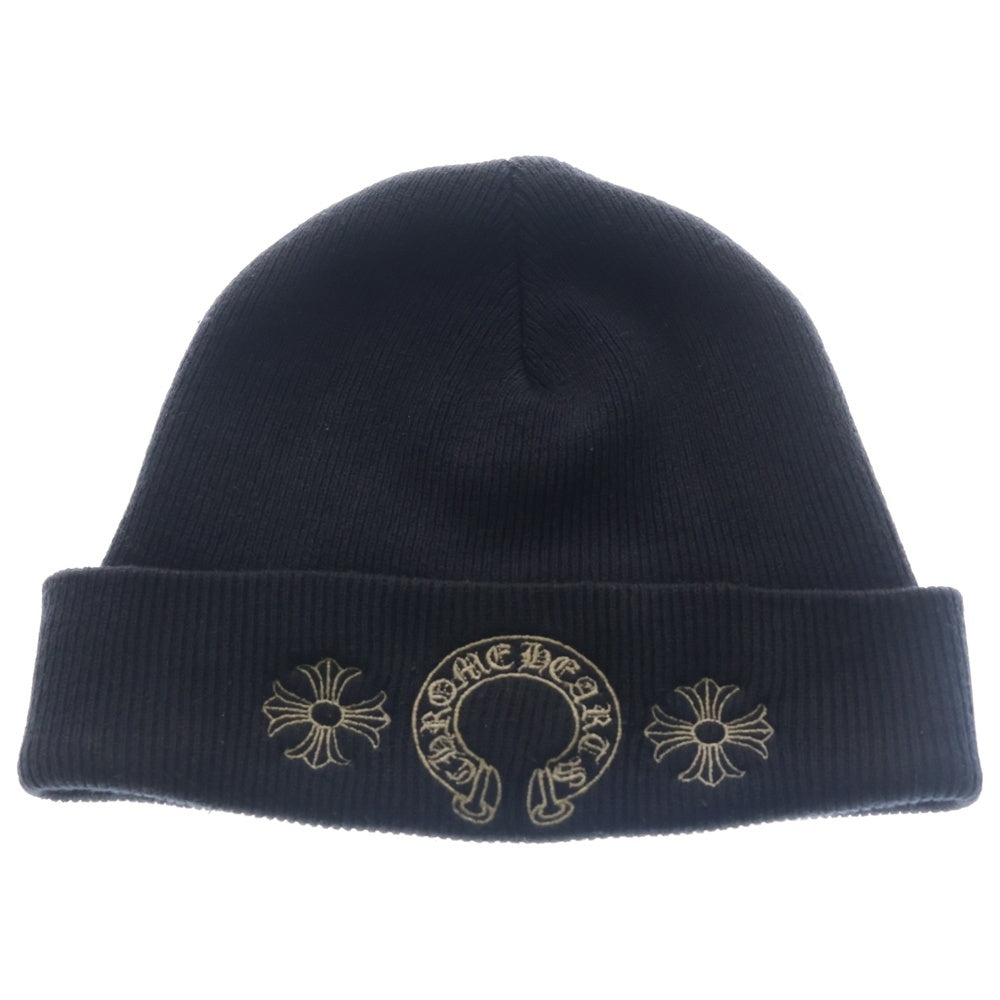CHROME HEARTS(クロムハーツ) WOOL WATCH CAP CHプラス ホースシュー エンブロイダリー ウールビーニー ニットキャップ ニット帽 ブラック