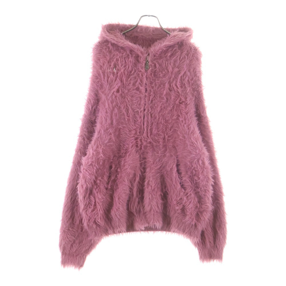THUG CLUB(サグクラブ) 24AW フェイクファー シャギージップアップパーカー フーディー ピンク TC24KN1002