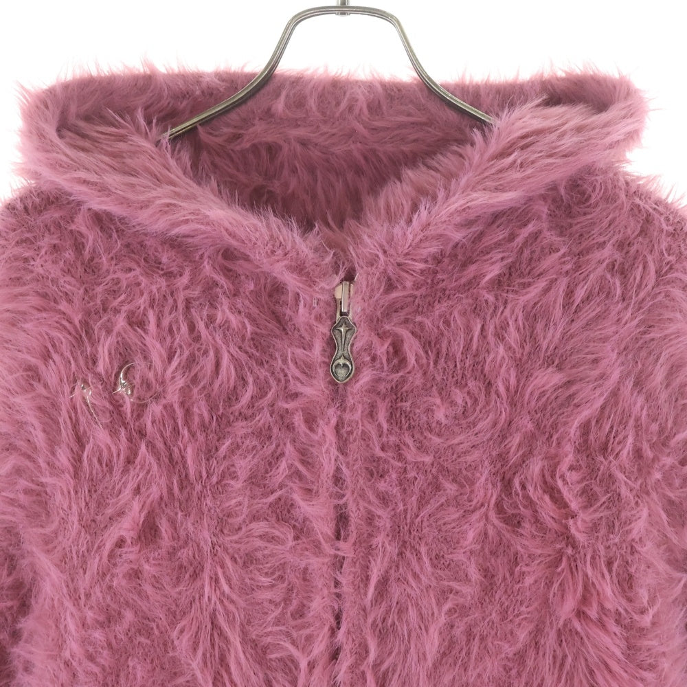 THUG CLUB(サグクラブ) 24AW フェイクファー シャギージップアップパーカー フーディー ピンク TC24KN1002