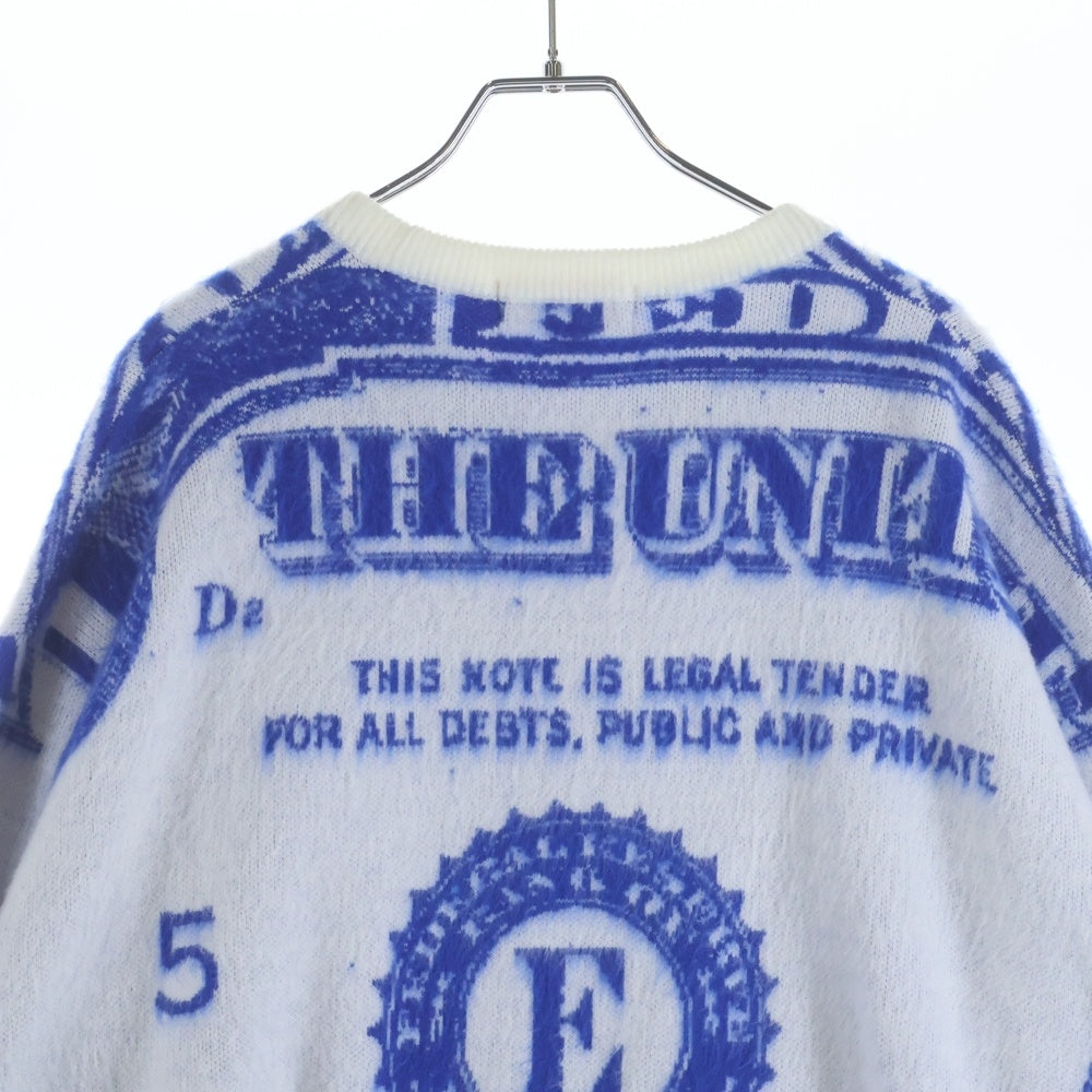 SUPREME(シュプリーム) 25SS Money Sweater 総柄マネーモチーフ クルーネック長袖ニットセーター ブルー/ホワイト
