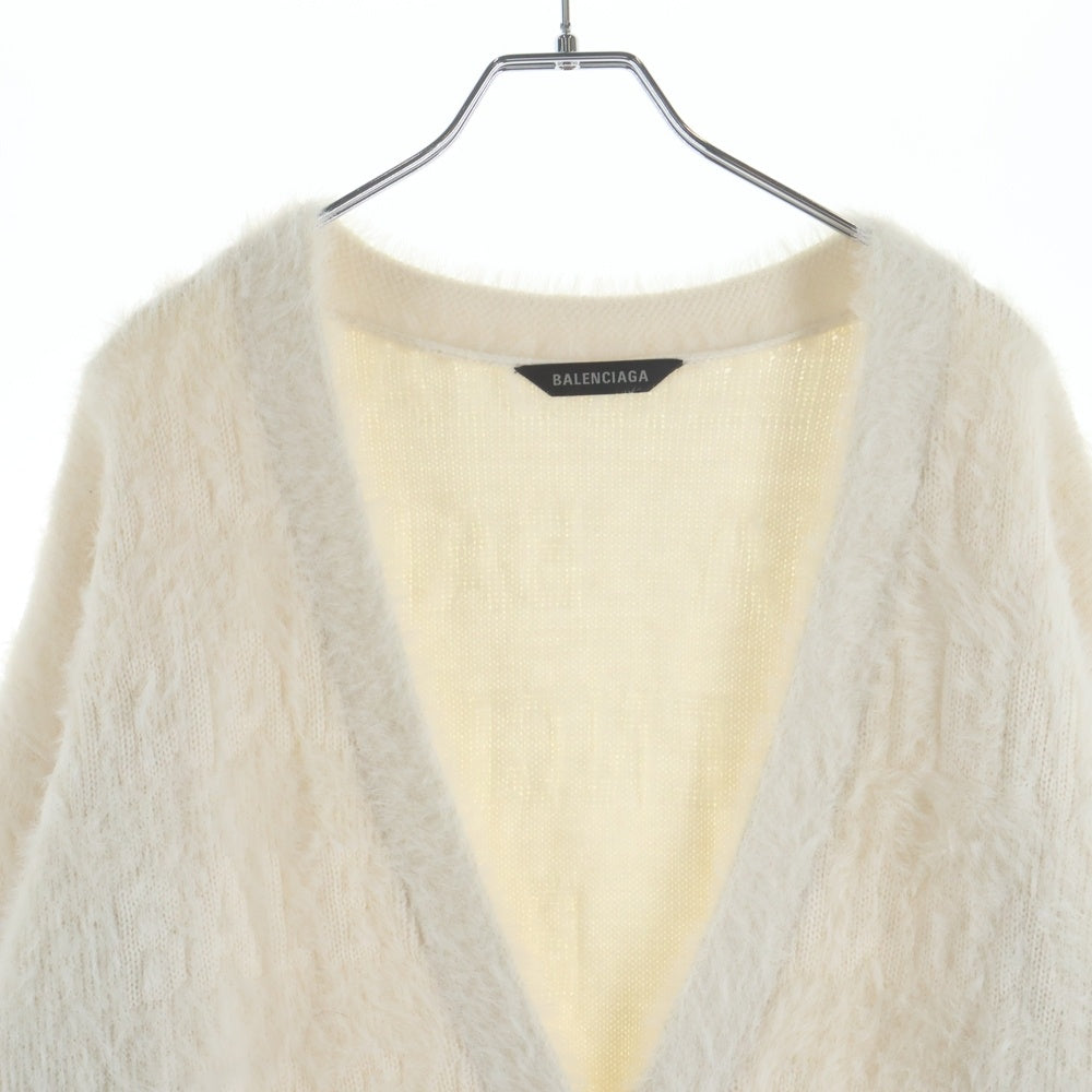 BALENCIAGA(バレンシアガ) ロゴ総柄 Vネックカーディガン ニット ホワイト 769146