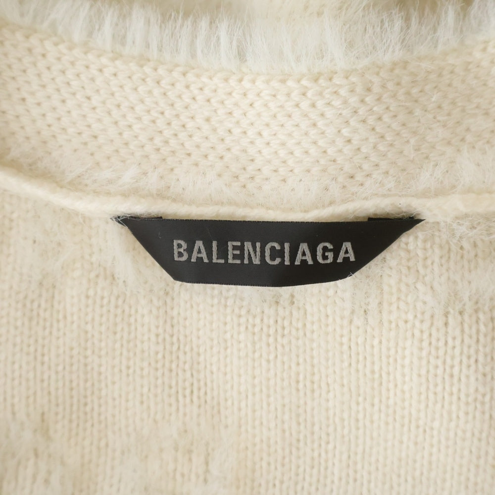 BALENCIAGA(バレンシアガ) ロゴ総柄 Vネックカーディガン ニット ホワイト 769146