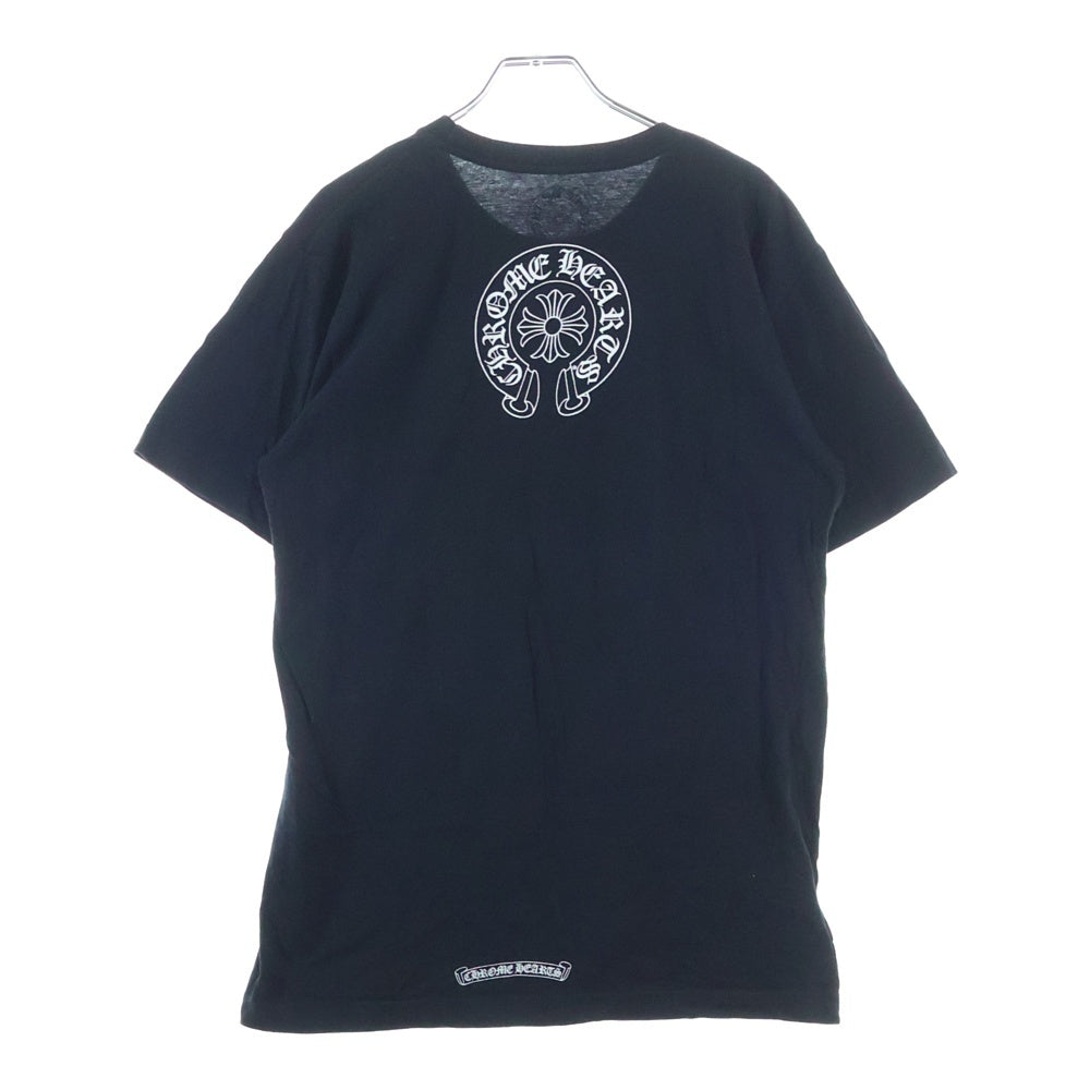 CHROME HEARTS(クロムハーツ) NECK LOGO S/S TEE ネックロゴデザイン バックホースシューデザイン クルーネック カットソー 半袖Tシャツ ブラック
