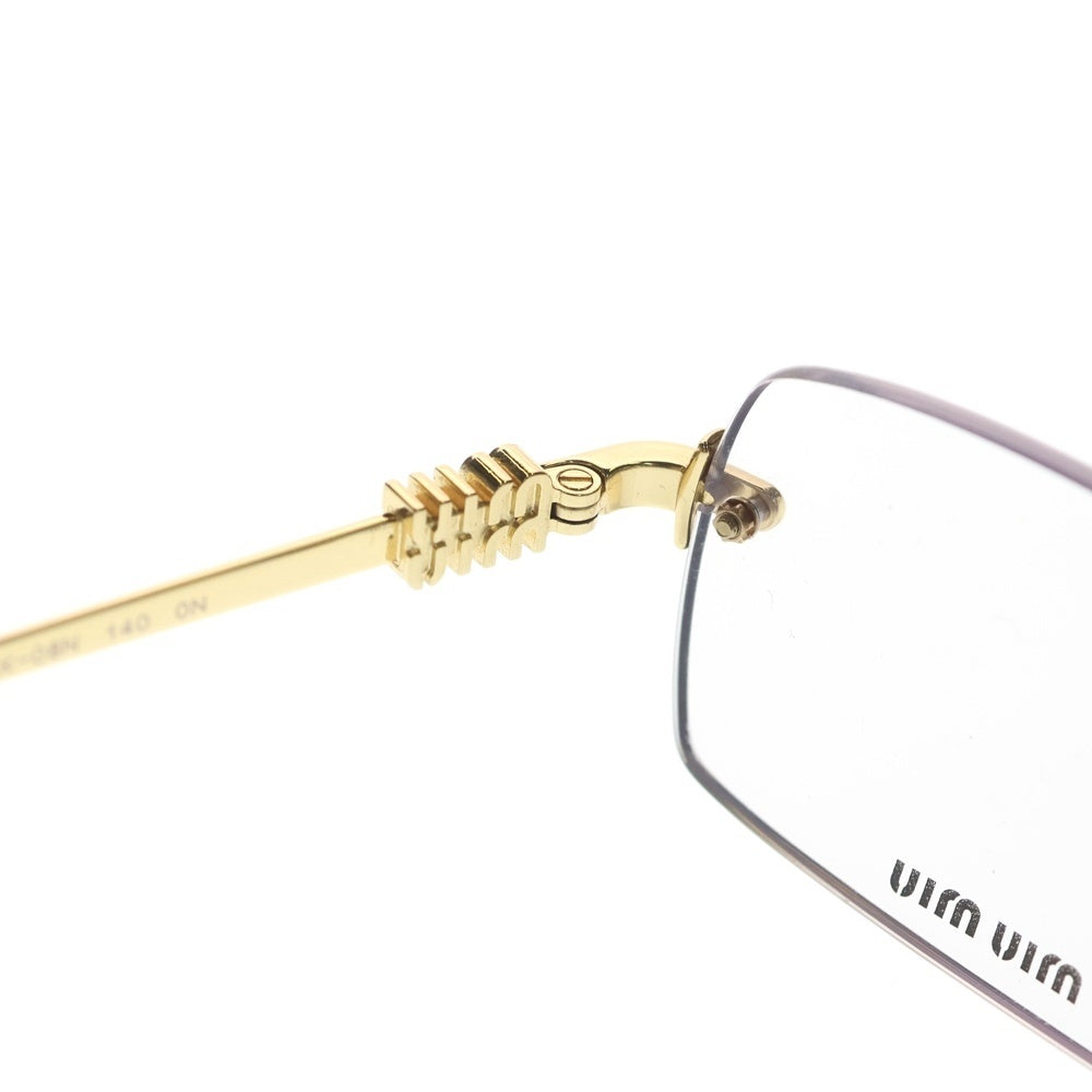 miumiu(ミュウミュウ) ワンポイントロゴ リムレス サングラス アイウェア ゴールド SMU50 レディース