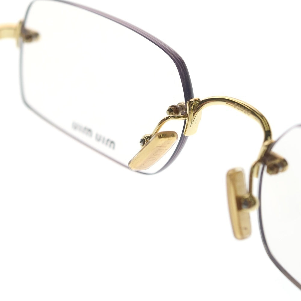 miumiu(ミュウミュウ) ワンポイントロゴ リムレス サングラス アイウェア ゴールド SMU50 レディース