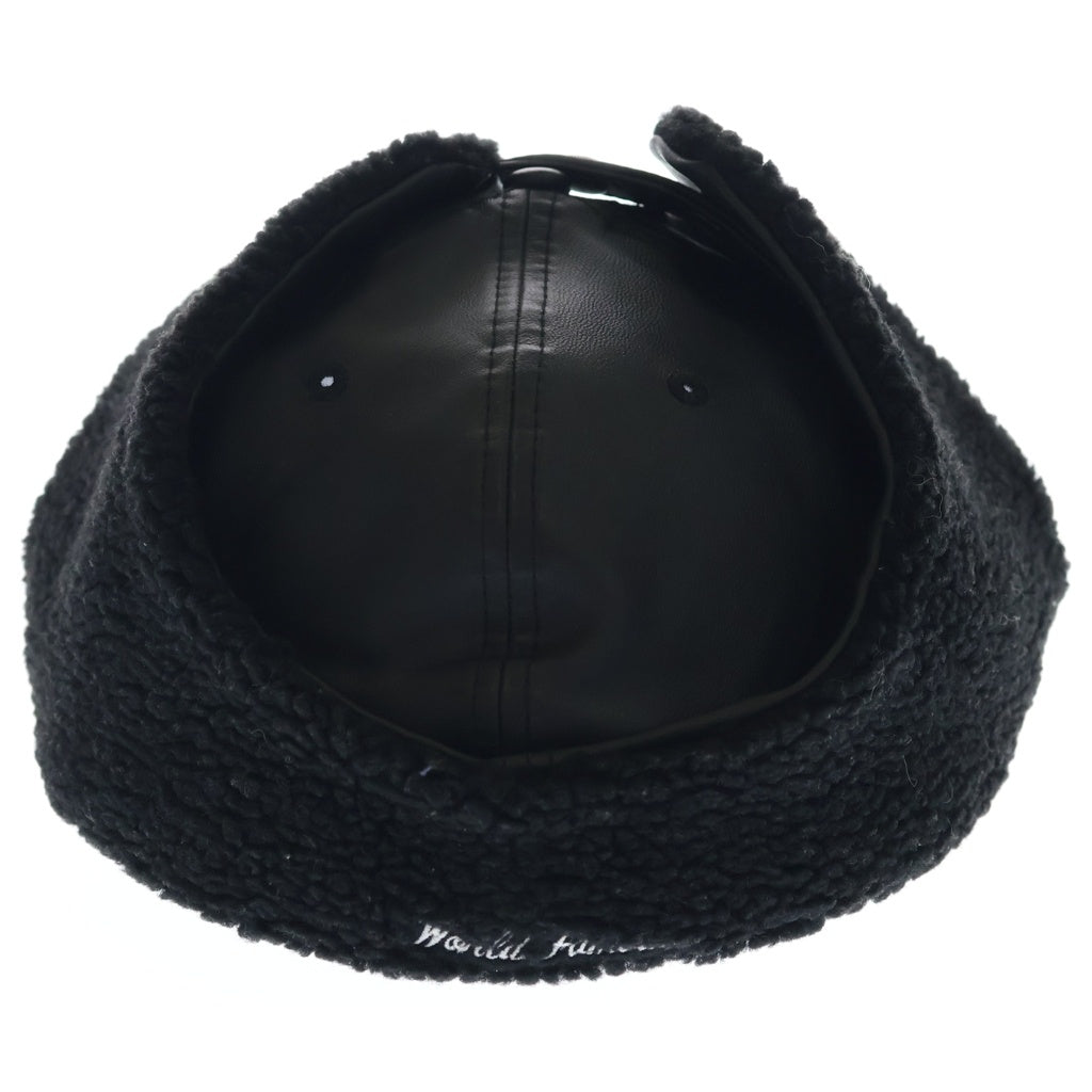 SUPREME(シュプリーム) 22AW ×NEW ERA Leather Earflap Box Logo Cap ニューエラ レザー ボックスロゴデザイン フライトキャップ 帽子 ブラック