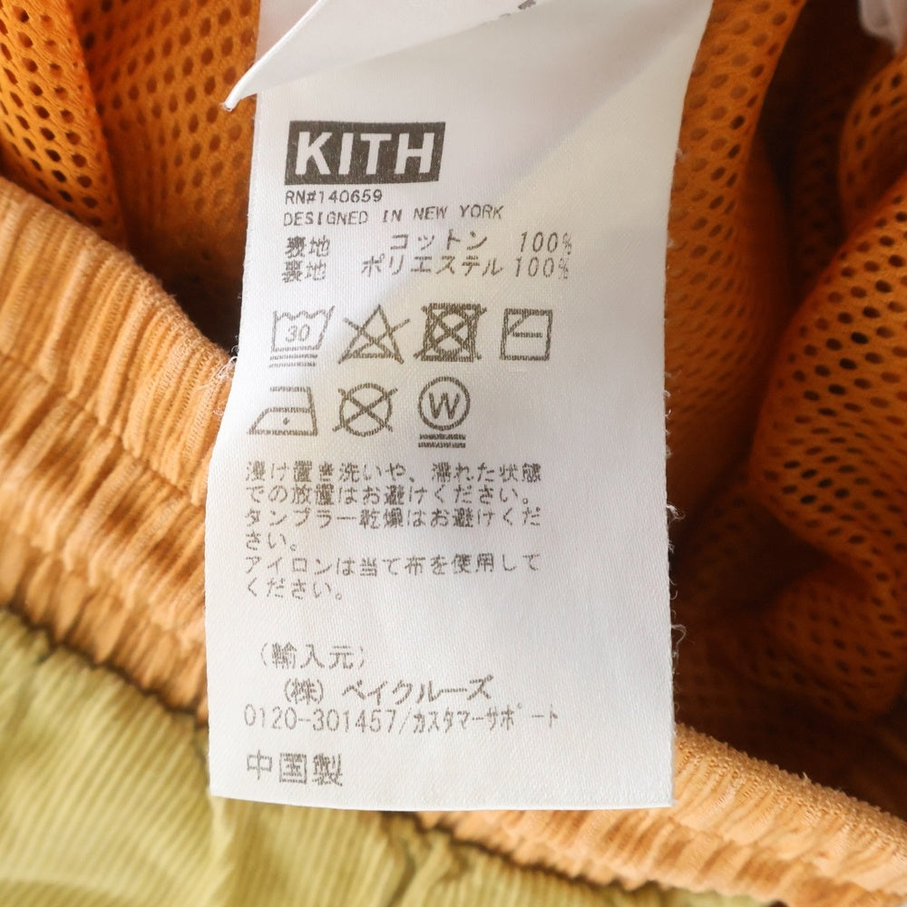 KITH(キス) 22SS MIXED MICRO CORD TURBO SHORTS ミックスド マイクロ コード ターボ ショートパンツ オレンジ KHM060131