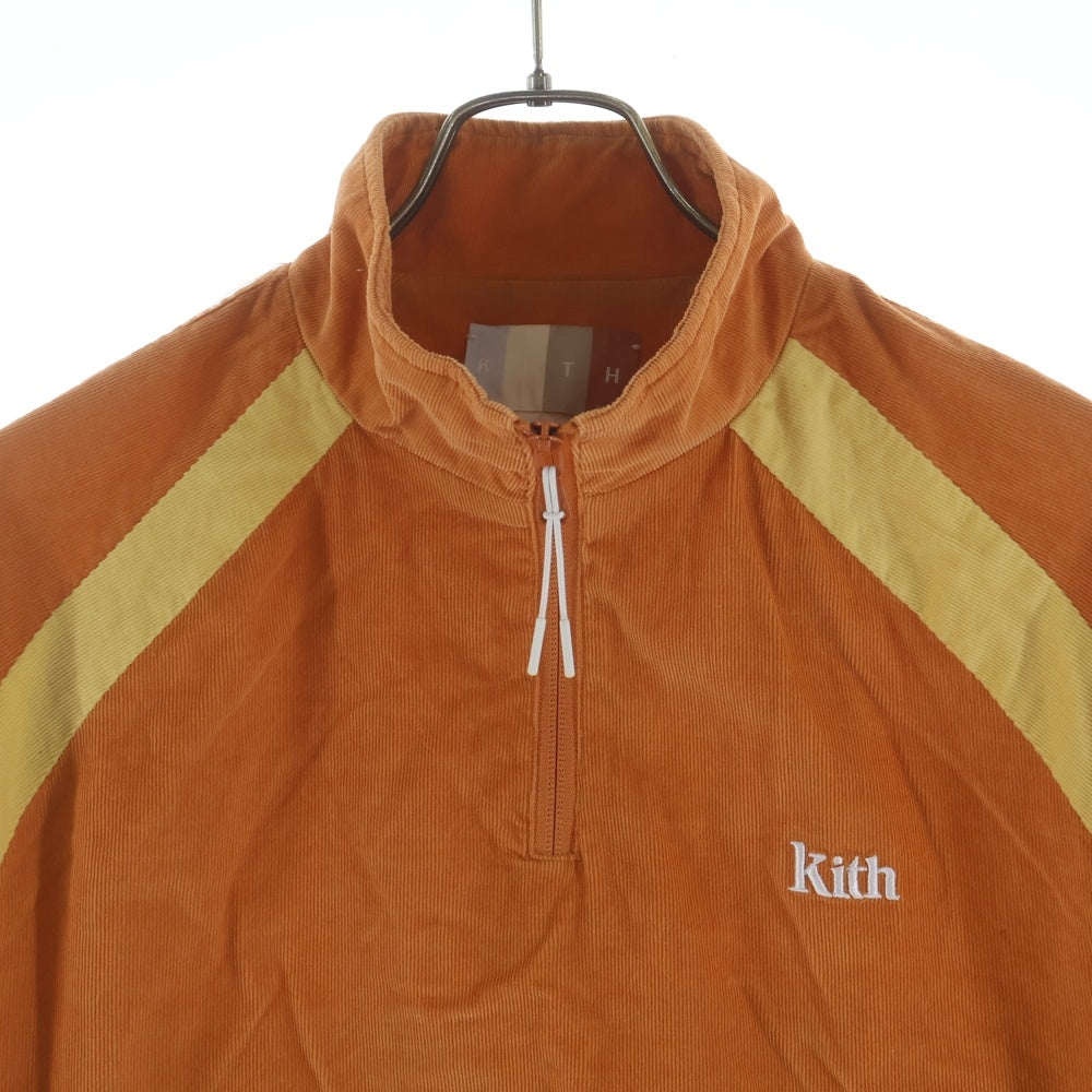 KITH(キス) 22SS Mixed Micro Cord Linden Retro Quartzer Zip マイクロコーデュロイ クオータージップトップ オレンジ KHM030650