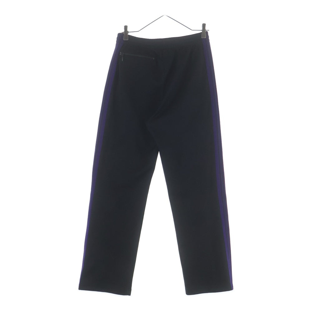 Needles(ニードルス) TRACK PANT POLY SMOOTH ポリスムーズ エンブロイダリーデザイン ドローストリング サイドライン トラックパンツ ブラック NS1622