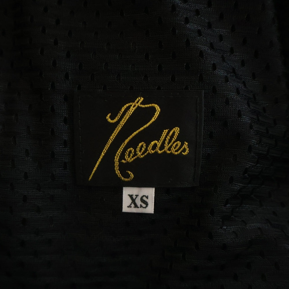 Needles(ニードルス) TRACK PANT POLY SMOOTH ポリスムーズ エンブロイダリーデザイン ドローストリング サイドライン トラックパンツ ブラック NS1622
