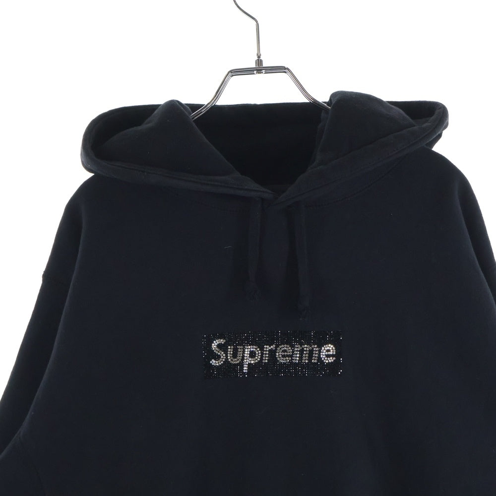 SUPREME(シュプリーム) 19SS Swarovski Box Logo Hooded Sweeatshirt スワロフスキー ボックスロゴ プルオーバースウェットパーカー フーディー ブラック