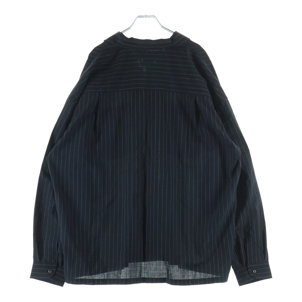 COOTIE PRODUCTIONS(クーティー プロダクションズ) 24AW T/W Open Collar L/S Shirt ストライプ オープンカラーシャツ 長袖シャツ ブラック CTE-24A402-STRIPE