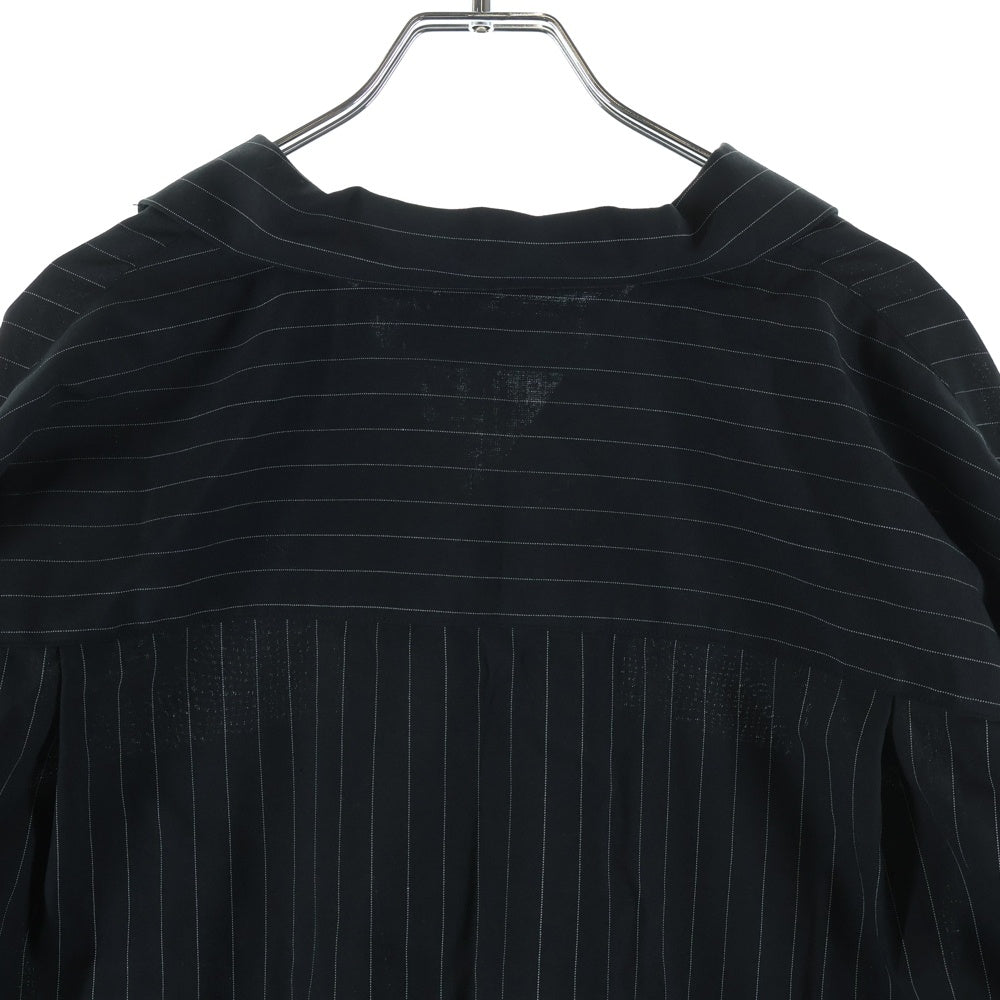 COOTIE PRODUCTIONS(クーティー プロダクションズ) 24AW T/W Open Collar L/S Shirt ストライプ オープンカラーシャツ 長袖シャツ ブラック CTE-24A402-STRIPE