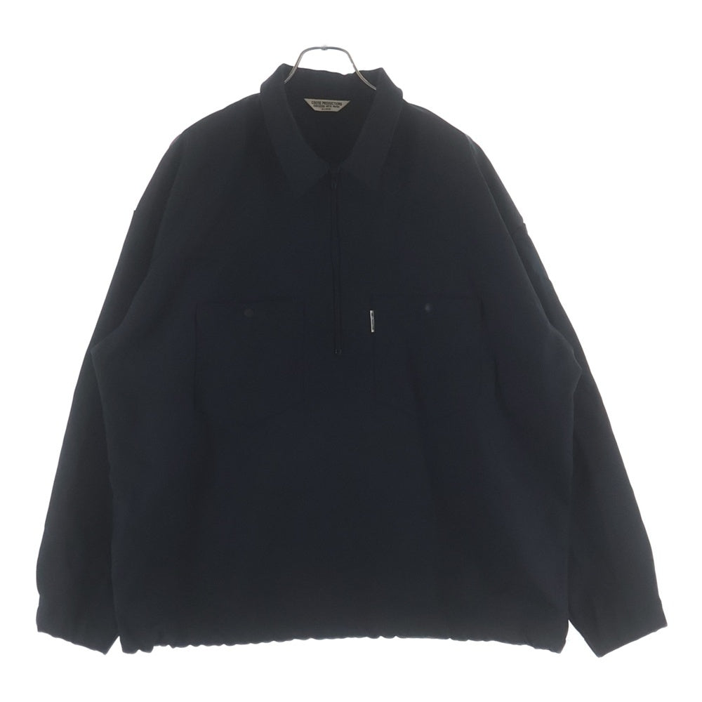 COOTIE PRODUCTIONS(クーティー プロダクションズ) 22AW Polyester Twill Half Zip Work L/S Shirt ポリエステルツイル ハーフジップ長袖シャツ ワークシャツ ブラック CTE-22A406
