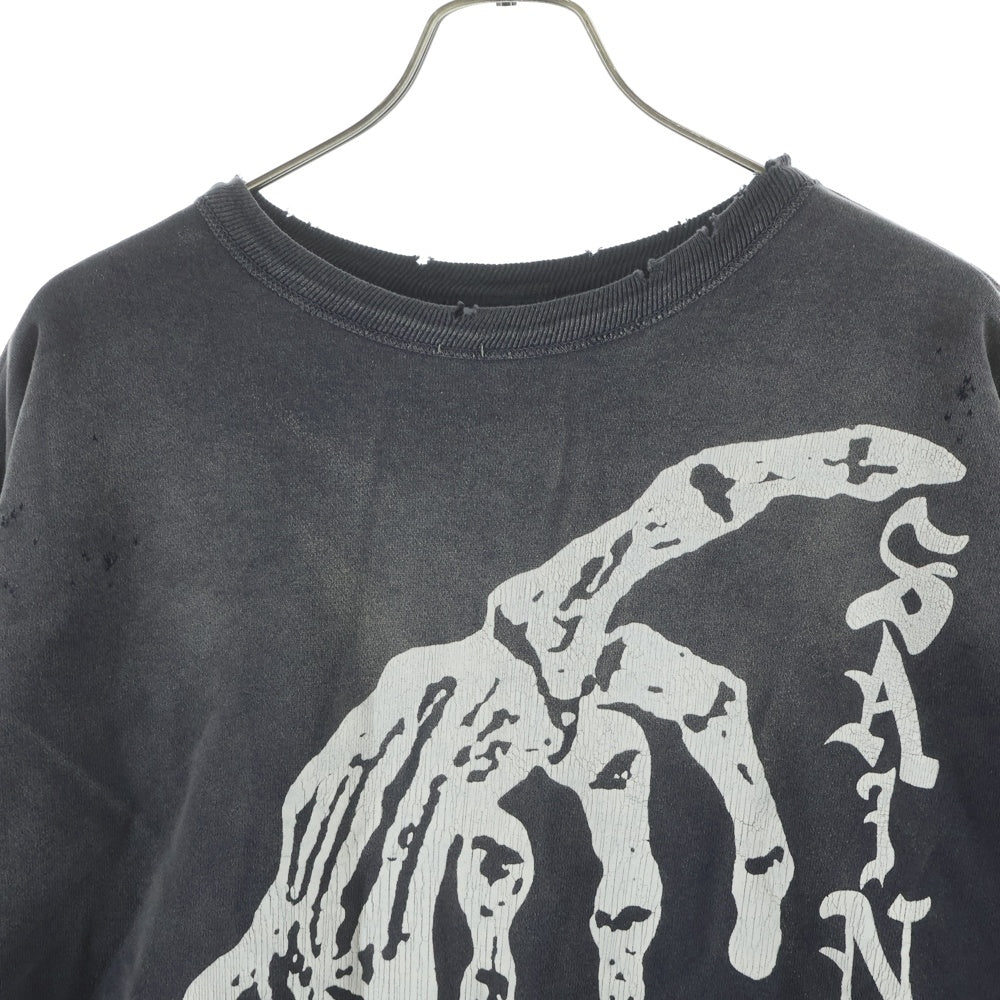 SAINT MICHAEL(セントマイケル) 24AW BONE SAINT CREW SWT ボーンプリント クルーネックスウェットトレーナー グレー SM-YS1-0000-031