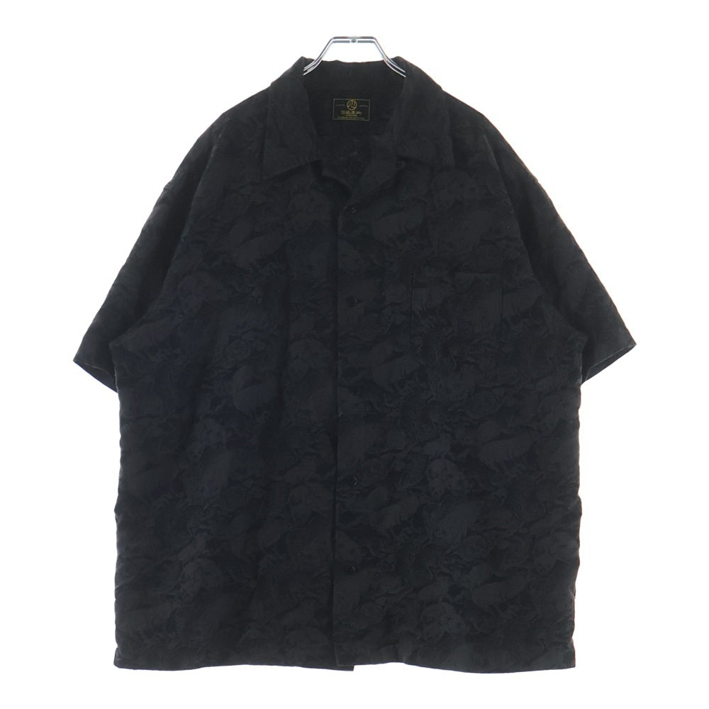 STUDIO D'ARTISAN(ステュディオダルチザン) 京黒紋付染 総柄デザイン 半袖シャツ ブラック