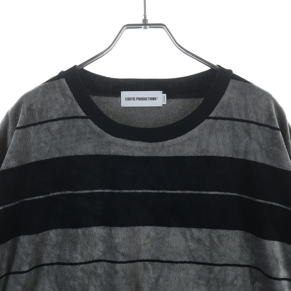 COOTIE PRODUCTIONS(クーティー プロダクションズ) 25SS Velour Border S/S Polo ベロア ボーダー 半袖Tシャツ カットソー グレー CTE-25S329