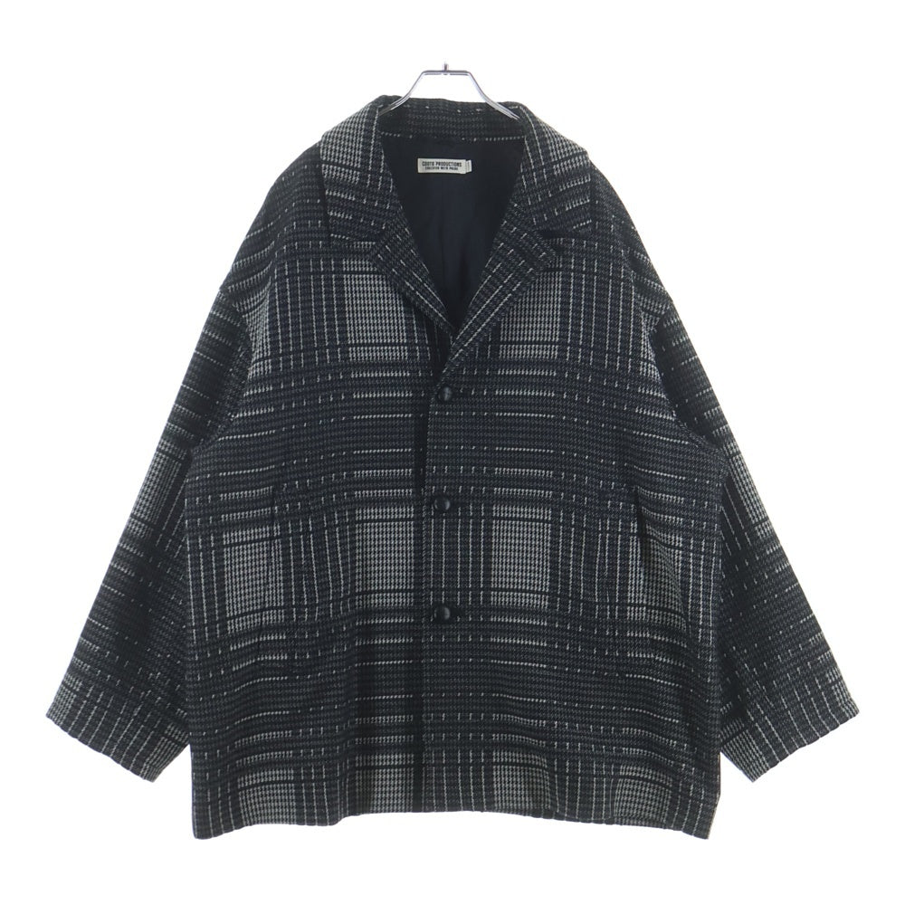 COOTIE PRODUCTIONS(クーティー プロダクションズ) 23AW Jacquard Check Wool Short Chester Coat ジャガード チェックウール チェスターコート ブラック CTE-23A215