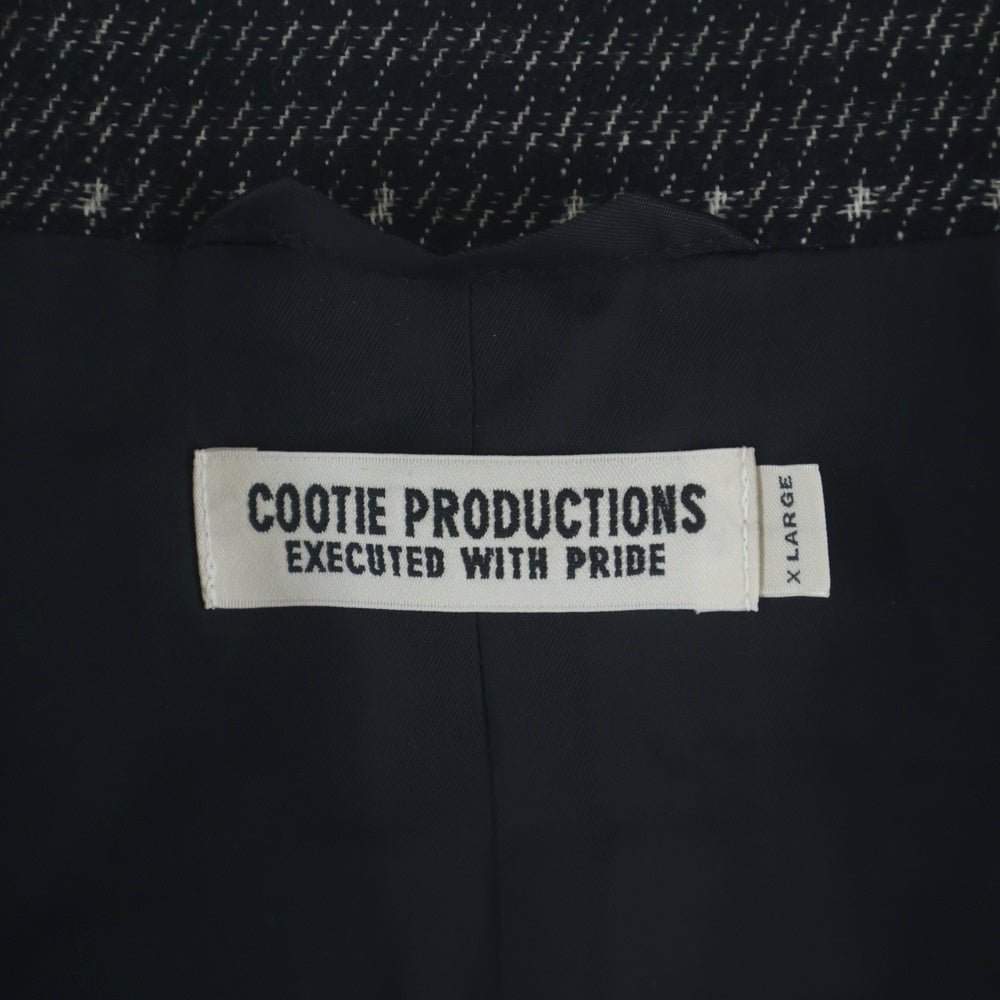 COOTIE PRODUCTIONS(クーティー プロダクションズ) 23AW Jacquard Check Wool Short Chester Coat ジャガード チェックウール チェスターコート ブラック CTE-23A215