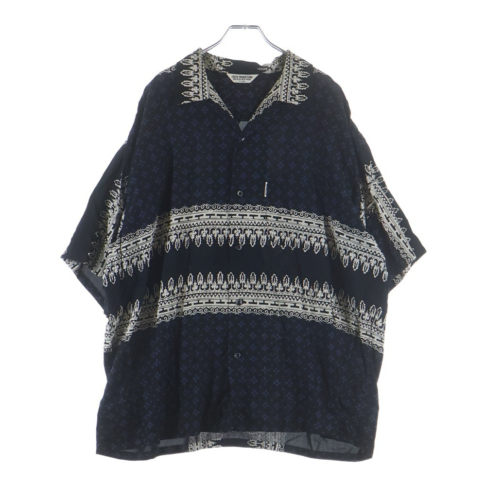 COOTIE PRODUCTIONS(クーティー プロダクションズ) 23SS Rayon Open Collar S/S Shirt チェーンデザイン オープンカラー レーヨン半袖シャツ ブラック CTE-23S411