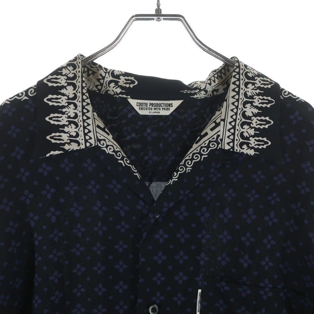 COOTIE PRODUCTIONS(クーティー プロダクションズ) 23SS Rayon Open Collar S/S Shirt チェーンデザイン オープンカラー レーヨン半袖シャツ ブラック CTE-23S411