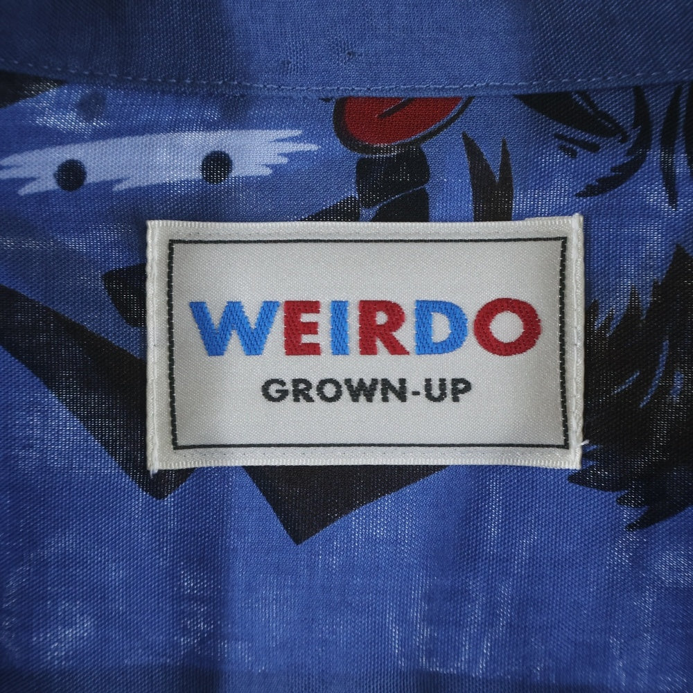 weirdo(ウィアード) VOODOO HEAD - L/S SHIRTS 総柄デザイン 長袖シャツ ブルー WRD-23-SS-07