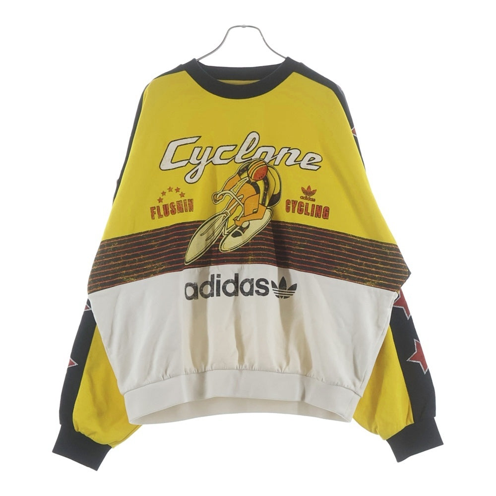 adidas(アディダス) Crew Sweatshirt プリントデザイン クルーネックスウェット トレーナー イエロー KG3145