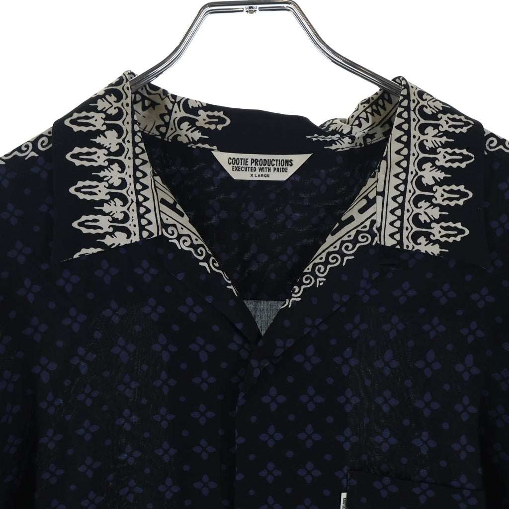 COOTIE PRODUCTIONS(クーティー プロダクションズ) 22SS Rayon Open Collar S/S Shirt バンダナ 総柄デザイン レーヨン 半袖シャツ ネイビー CTE-22S408