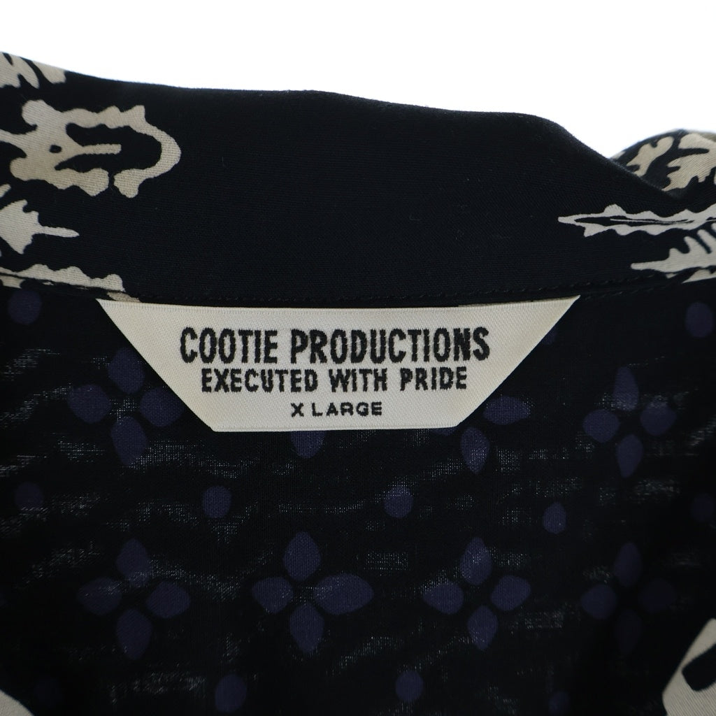 COOTIE PRODUCTIONS(クーティー プロダクションズ) 22SS Rayon Open Collar S/S Shirt バンダナ 総柄デザイン レーヨン 半袖シャツ ネイビー CTE-22S408