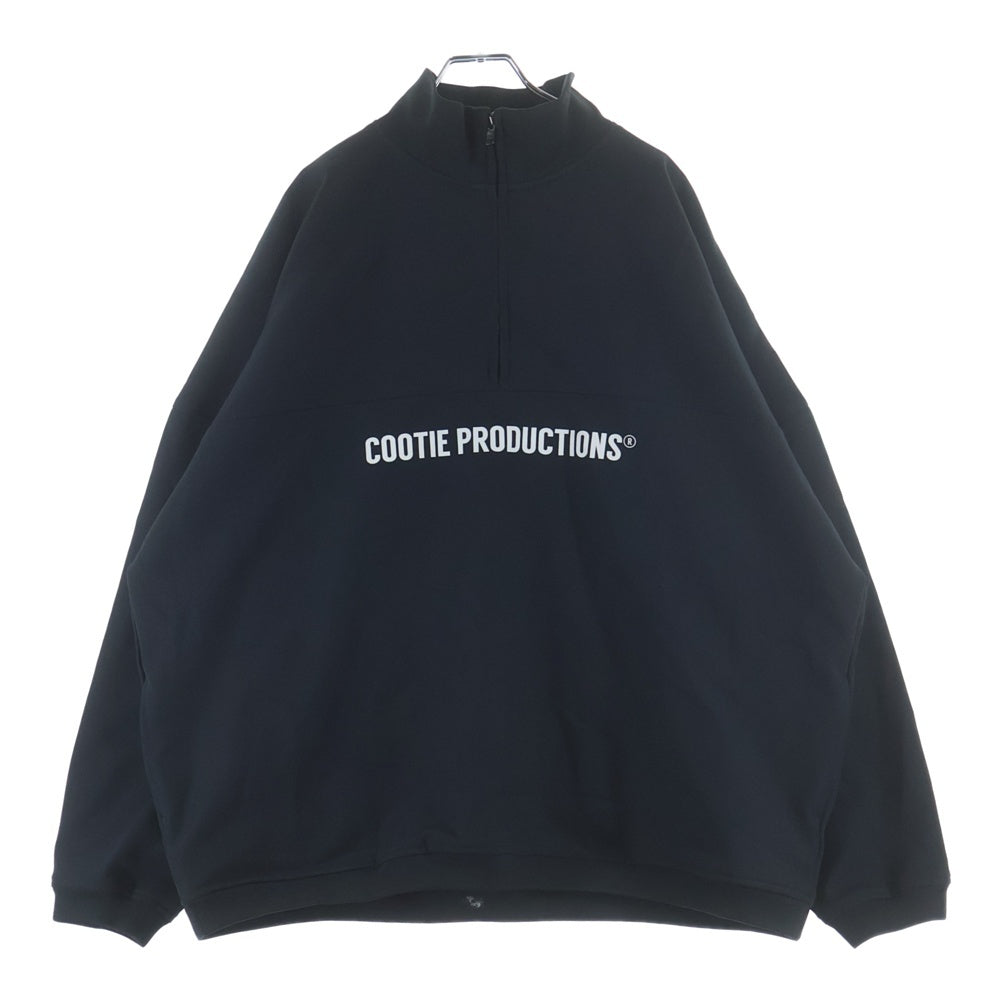 COOTIE PRODUCTIONS(クーティー プロダクションズ) 22AW Polyester Velour Half Zip フロントロゴ ハーフジップスウェット トレーナー ブラック CTE-22A313
