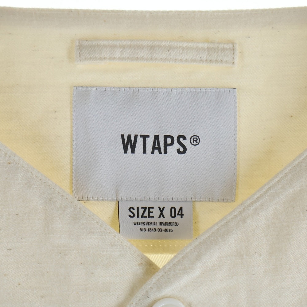 WTAPS(ダブルタップス) 24SS LEAGUE SS ロゴワッペン ベースボールシャツ 半袖シャツ ホワイト 241TQDT-SHM05
