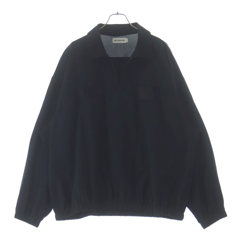COOTIE PRODUCTIONS(クーティー プロダクションズ) 25SS Leno Cloth Squeeze Holes Skipper スクイーズホールズスキッパー Vネック長袖Tシャツ ブラック CTE-25S405